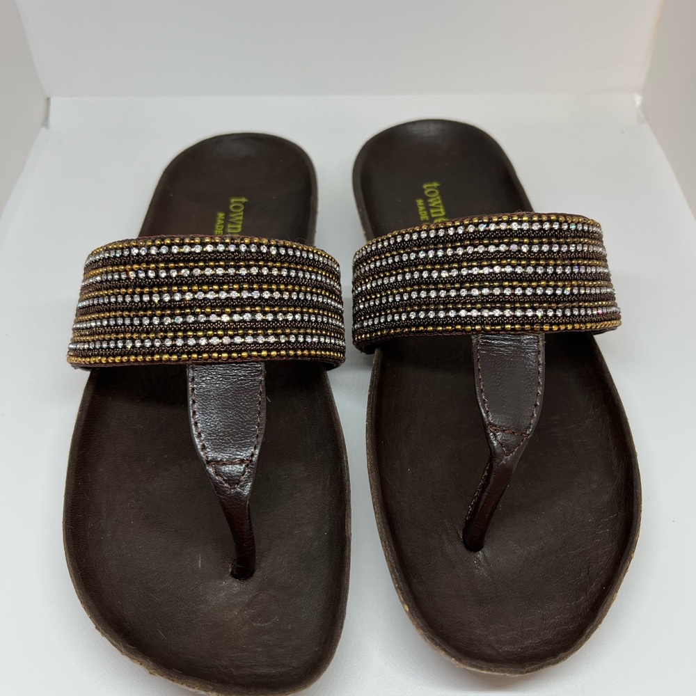 NEW Size 6 Italian Shoemakers Wedge Women's Sandals Glitter Crystal Jewelled
